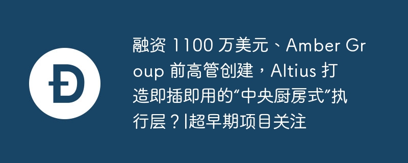 融资 1100 万美元、Amber Group 前高管创建，Altius 打造即插即用的“中央厨房式”执行层？|超早期项目关注