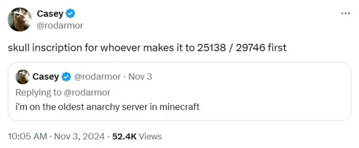 玩《我的世界》,得价值1BTC的孙铭文?